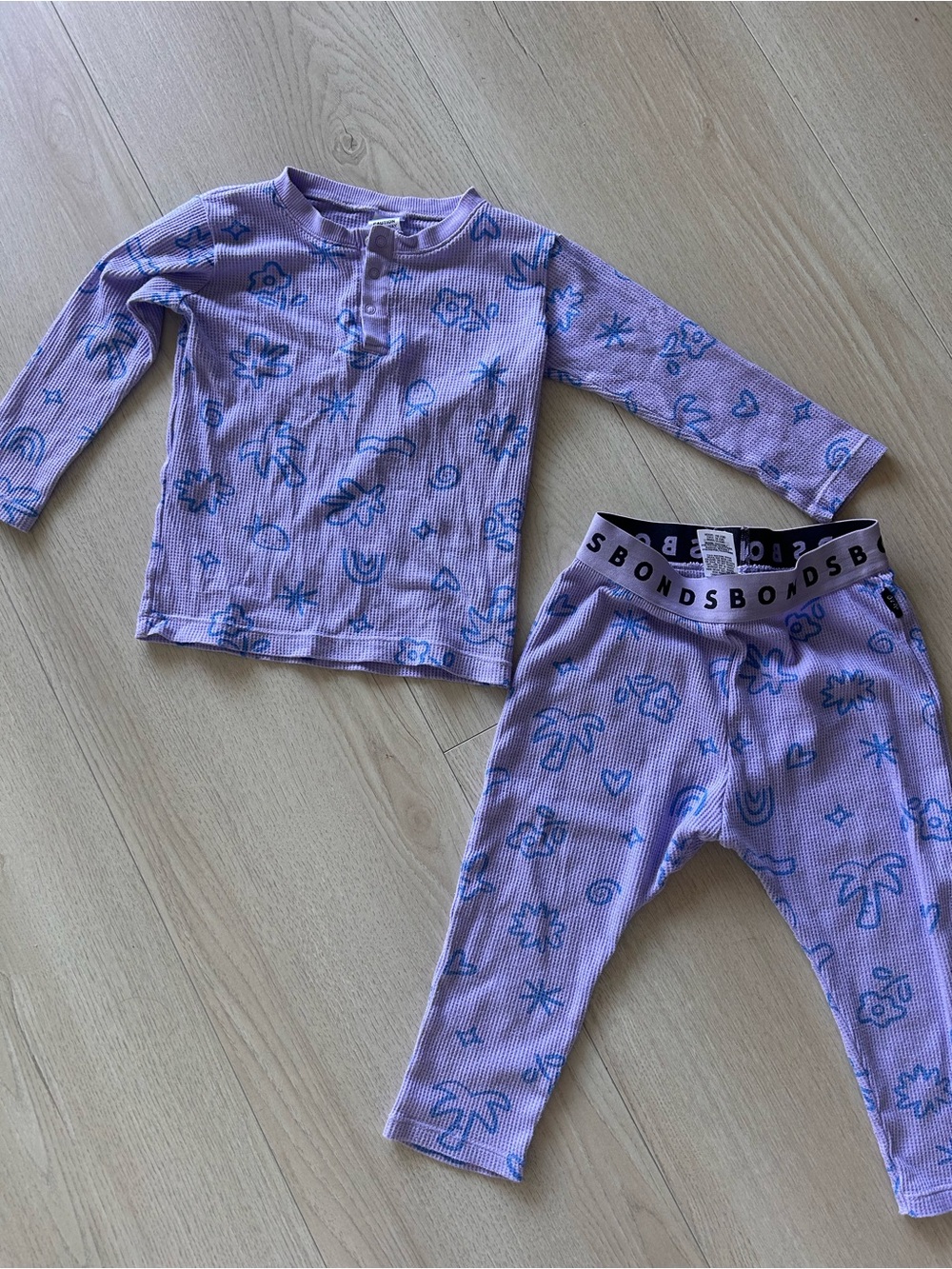 Bonds Kids 3-4T Lavender & Blue Pajama Set - Long Sleeve Top & Pants
